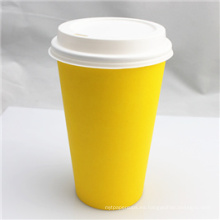 Taza desechable de papel de una sola pared de 16oz con tapa